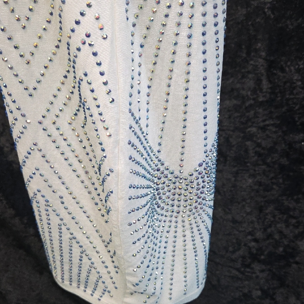 Banjul White Bodycon Fit With Rhinestone Pattern. XS - Picture 13 of 15